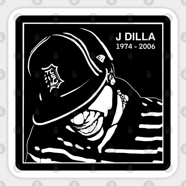 J DILLA noir Sticker by Stronghorn Designs